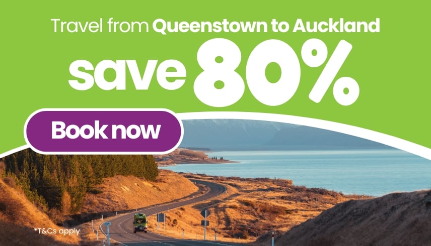 Travel from Queenstown to Auckland and save 80% off your JUCY campervan booking!