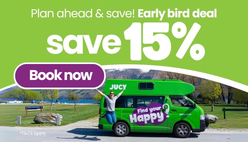 Early Bird Deal: 15% Off Your JUCY Campervan Booking!