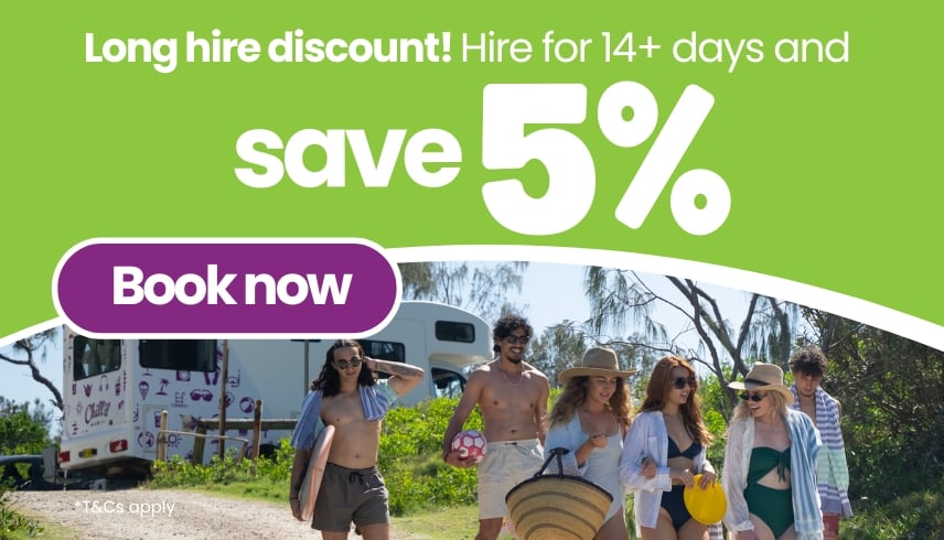 Get 5% off when you book a JUCY Campervan for 14+ days!